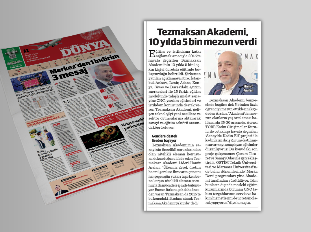 TEZMAKSAN AKADEMİ 10 YILDA 5 BİN MEZUN VERDİ